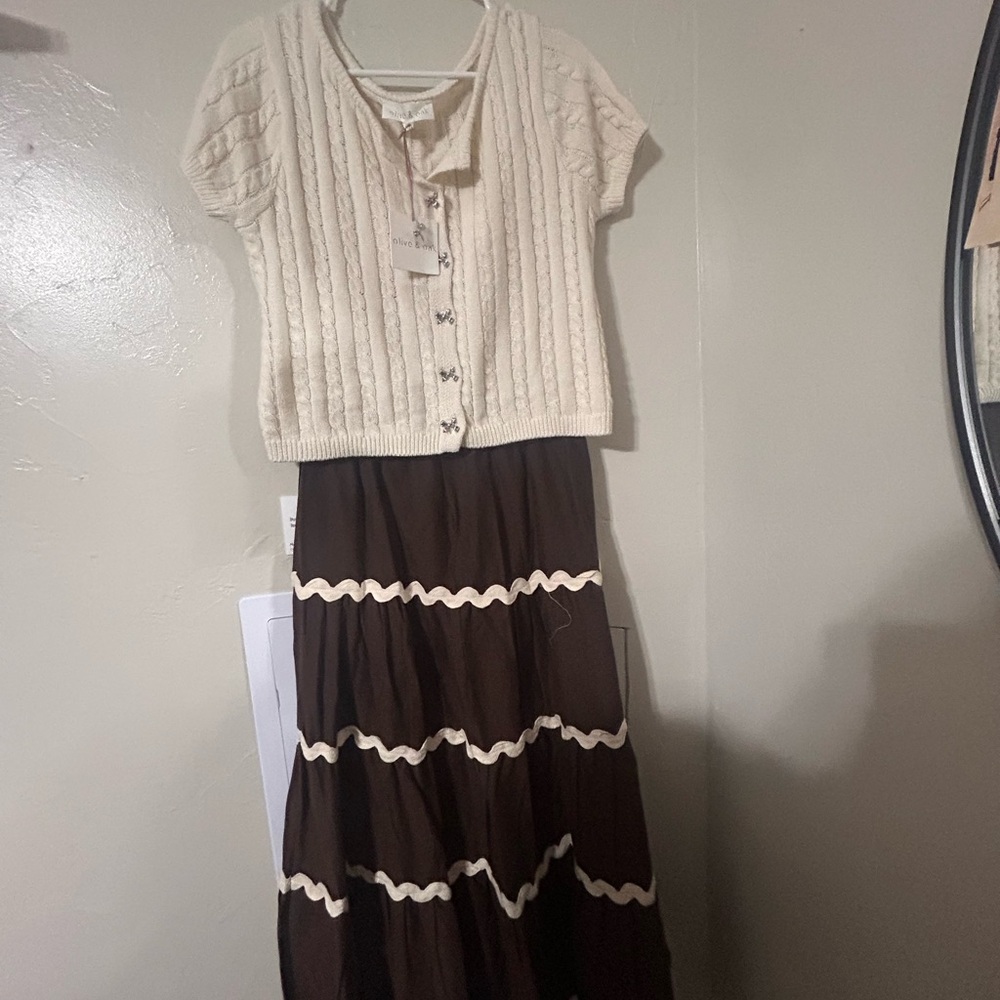 Elegant Brown and Cream Skirt